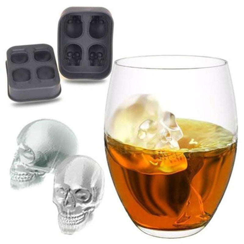 Creative 3D Skull Mold Ice Cube Tray Silicone Mold Soap Candle Moulds Sugar Craft Tools Bakeware Chocolate Moulds