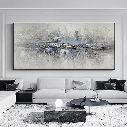 Gray Abstract Painting Blue Gray Canvas Modern Painting